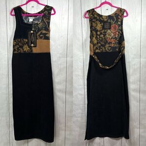 Nina Piccalino Patchwork Maxi Dress Boho Artsy Sleeveless Size 12 Cottagecore